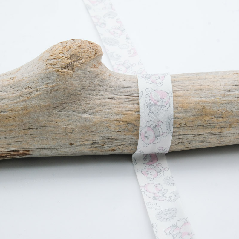 Teddy bias tape, 18MM, pink